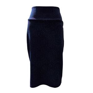 LulaRoe Cassie Knee Length Pull On Pencil Skirt Blue Geometric Pattern Womens M